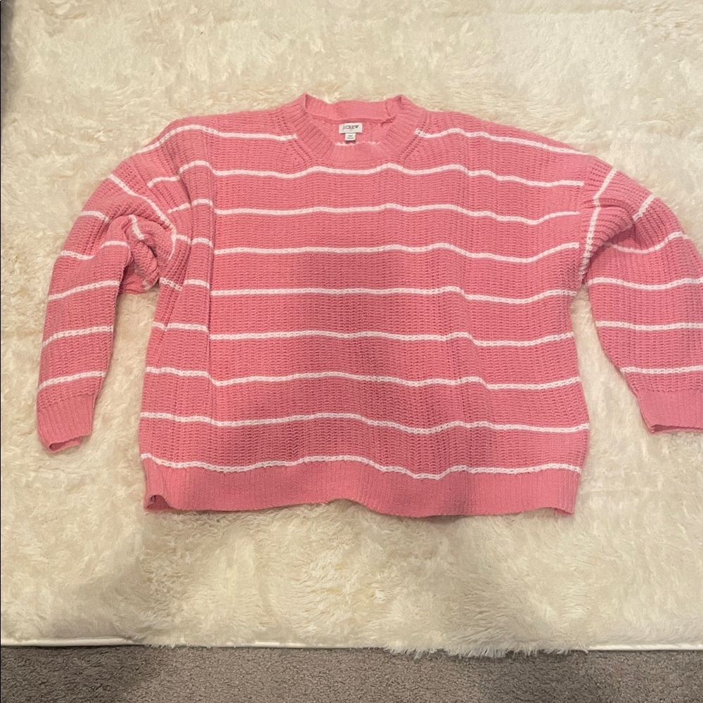 J. Crew Pink and White Striped‎ Sweater